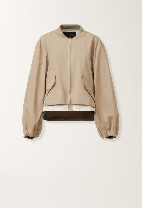 Fabiana Filippi Extra-fine twill bomber jacket, olive GREEN CTD215F225L5260000