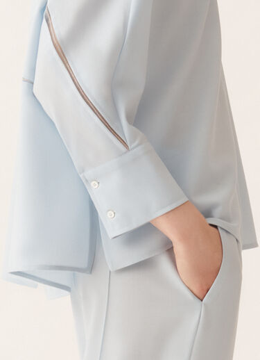 Fabiana Filippi Camicia cropped in fresco lana bistretch, acqua Blu CAD266F309L7710000