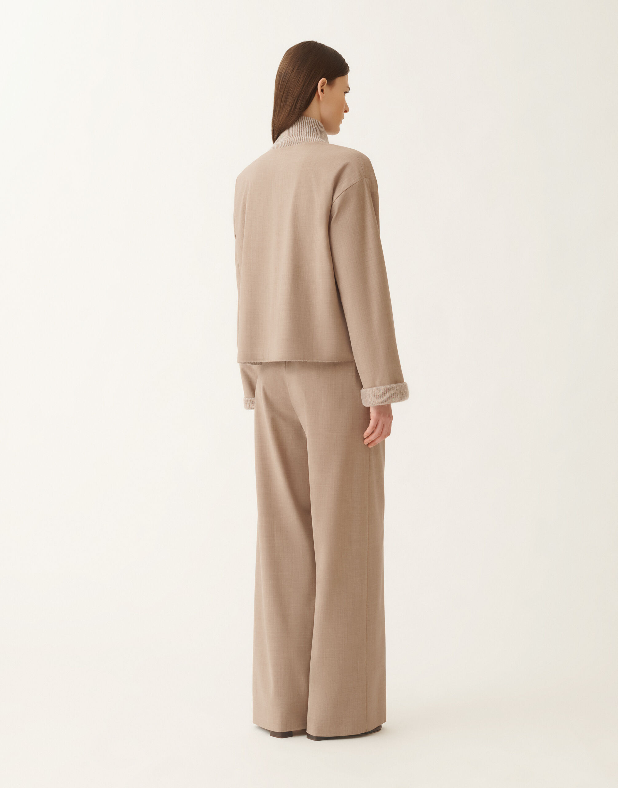 Reversible Platinum mohair jacket in lightweight wool, cocoa