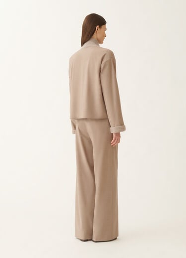 Fabiana Filippi Chaqueta reversible de mohair platino en lana ligera, cacao y arce Blanco GCD225F641L6800000