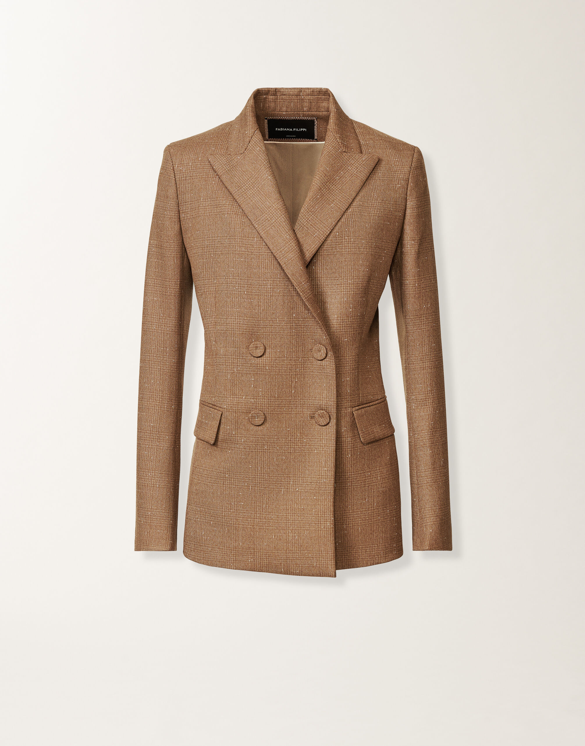 Fabiana Filippi Double-breasted jacket in Prince of Wales check, birch Brown GCD225F207L6580000