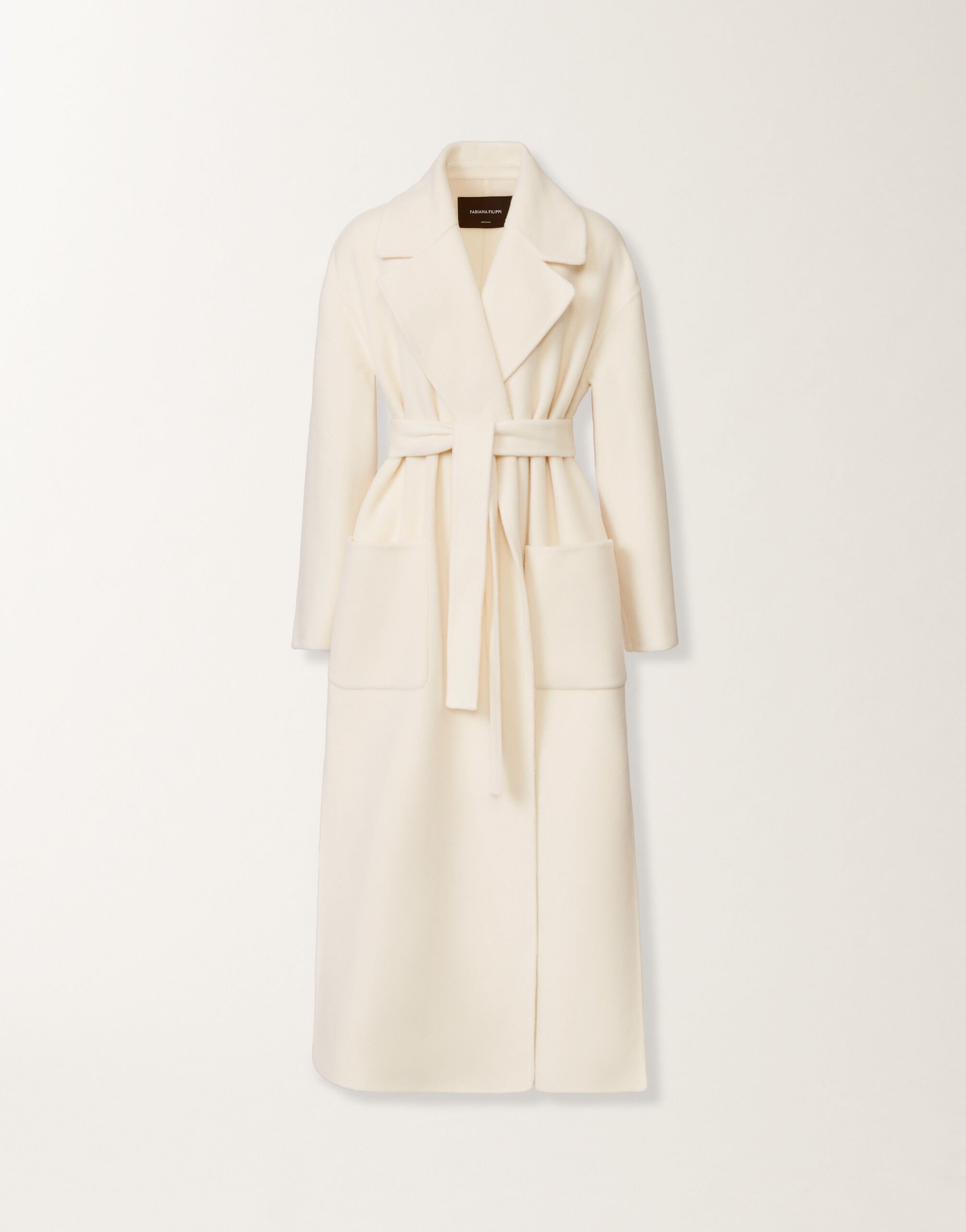 Fabiana Filippi Double-faced soft wool and cashmere coat, butter White CTD225F680D9060000