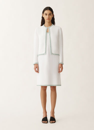 Fabiana Filippi Organic cotton cardigan, optical white and aqua green WHITE/AQUAGREEN MAD275F669L3810000