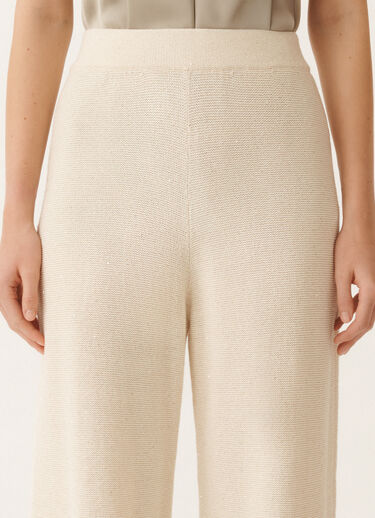Fabiana Filippi Cotton and linen trousers with sequins, vanilla VANILLA PAD265F351D2730000