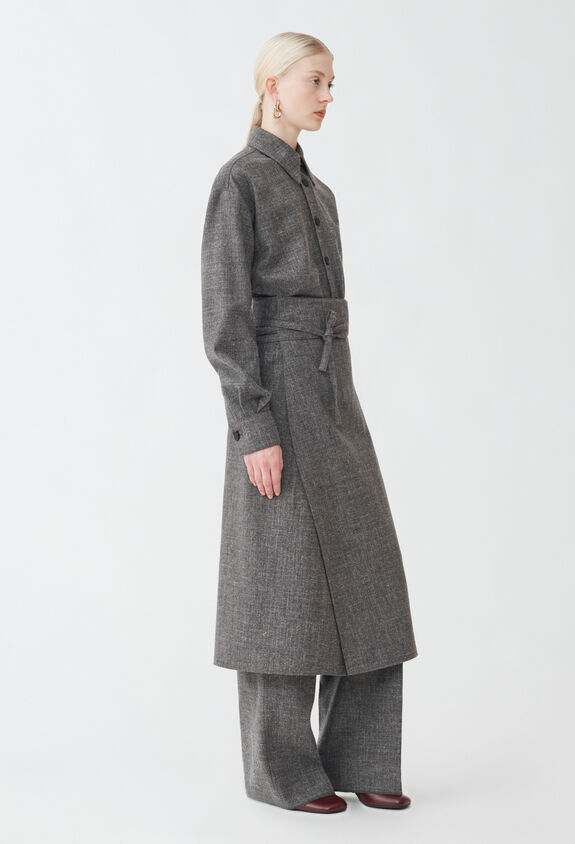 Fabiana Filippi Hose Norcia mit weitem Schnitt aus Flanell, graphitgrau und weiß GRAU PAD224F331D7440000