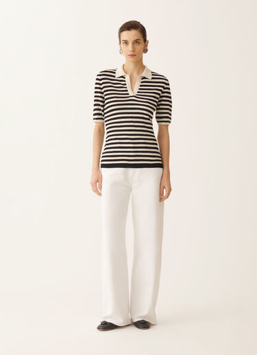 Fabiana Filippi Polo en coton biologique avec micro sequins, couleur beurre et bleu BLEU NUIT MAD276F474M1660000