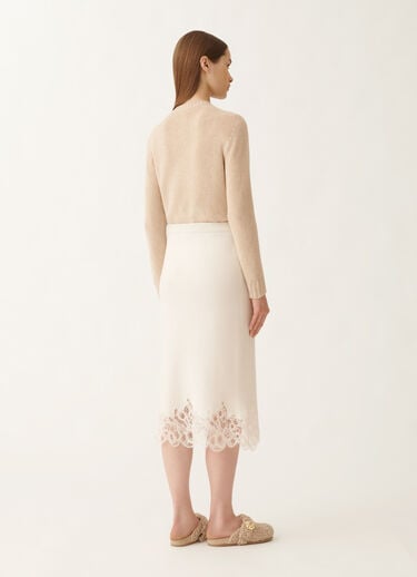 Fabiana Filippi Platinum skirt with macramé lace, raffia WHITE GND215F395L5190000