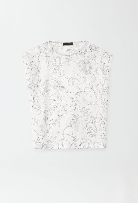 Fabiana Filippi Printed silk satin top, white ABD274F130H4550000