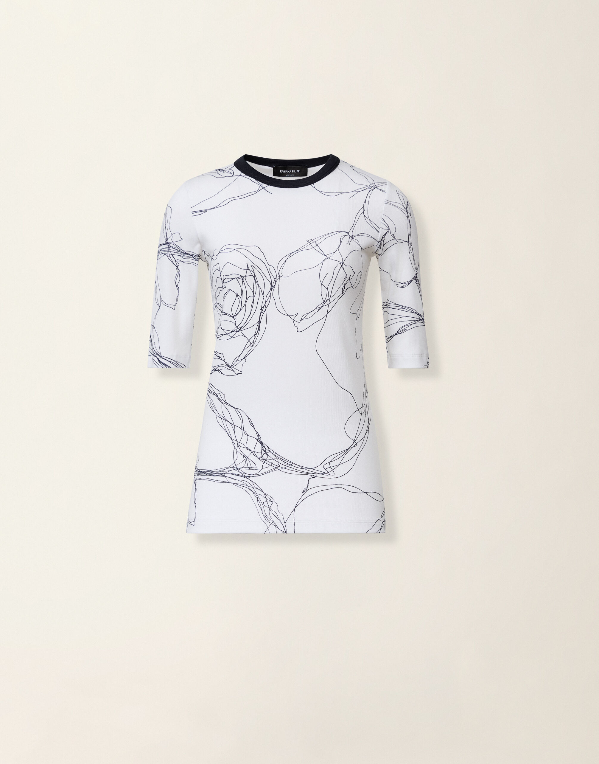 T-shirt en jersey de coton côtelé, blanc Fabiana Filippi T-shirt en jersey de coton côtelé, blanc Blanc JED216F109M3060000