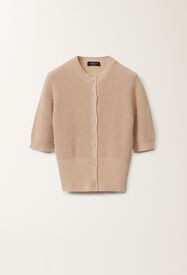 Fabiana Filippi Cardigan aus Baumwolle und Leinen mit Pailletten, sand SAND MAD275F520L3510000