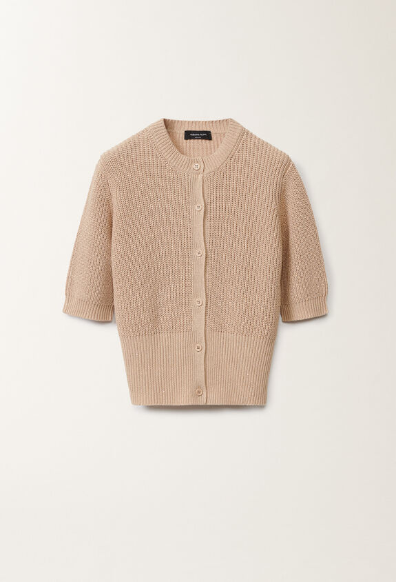 Fabiana Filippi Cotton and linen cardigan with sequins, sand SAND MAD275F520L3510000