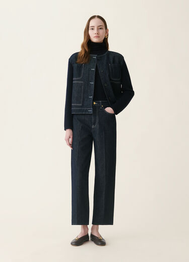 Fabiana Filippi Blouson en denim et maille, bleu nuit Bleu nuit GCD216F160M3580000