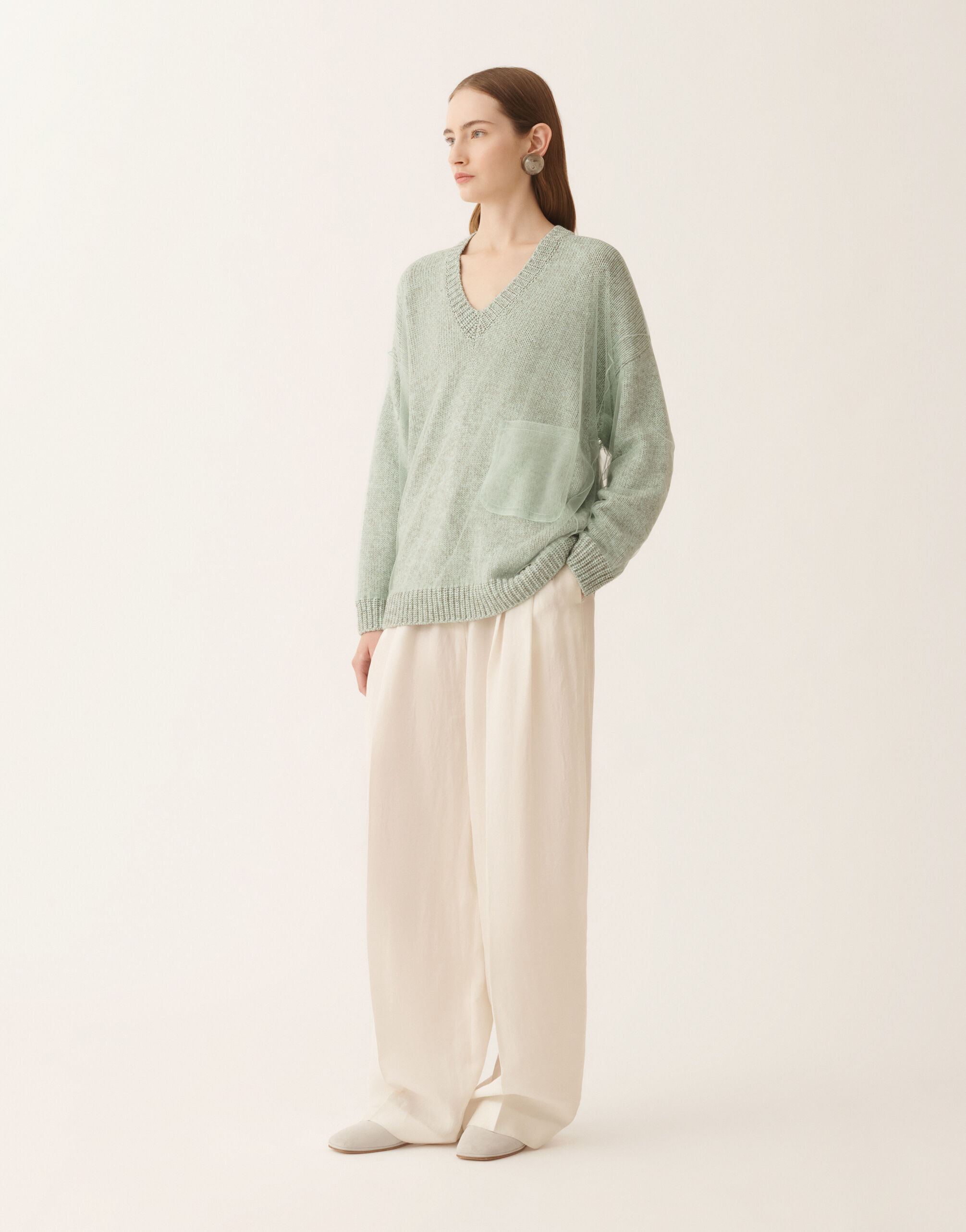 レディースMouliné yarn sweater in Ghirri green ニットウェア