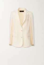 Übergroße Jacke aus fließendem Leinen und Viskose, butterfarben Fabiana Filippi Übergroße Jacke aus fließendem Leinen und Viskose, butterfarben BUTTER GCD276F218M1480000