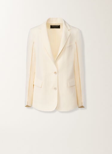 Übergroße Jacke aus fließendem Leinen und Viskose, butterfarben Fabiana Filippi Übergroße Jacke aus fließendem Leinen und Viskose, butterfarben BUTTER GCD276F218M1480000