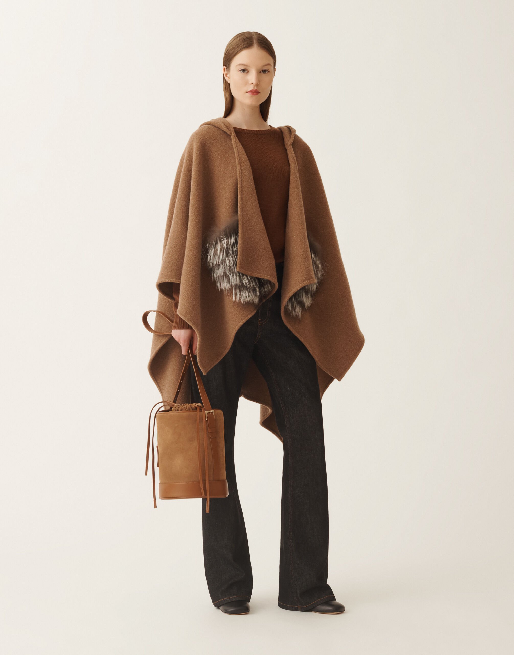 Fabiana Filippi Wool cape, bark Brown SAD225A925L8500000