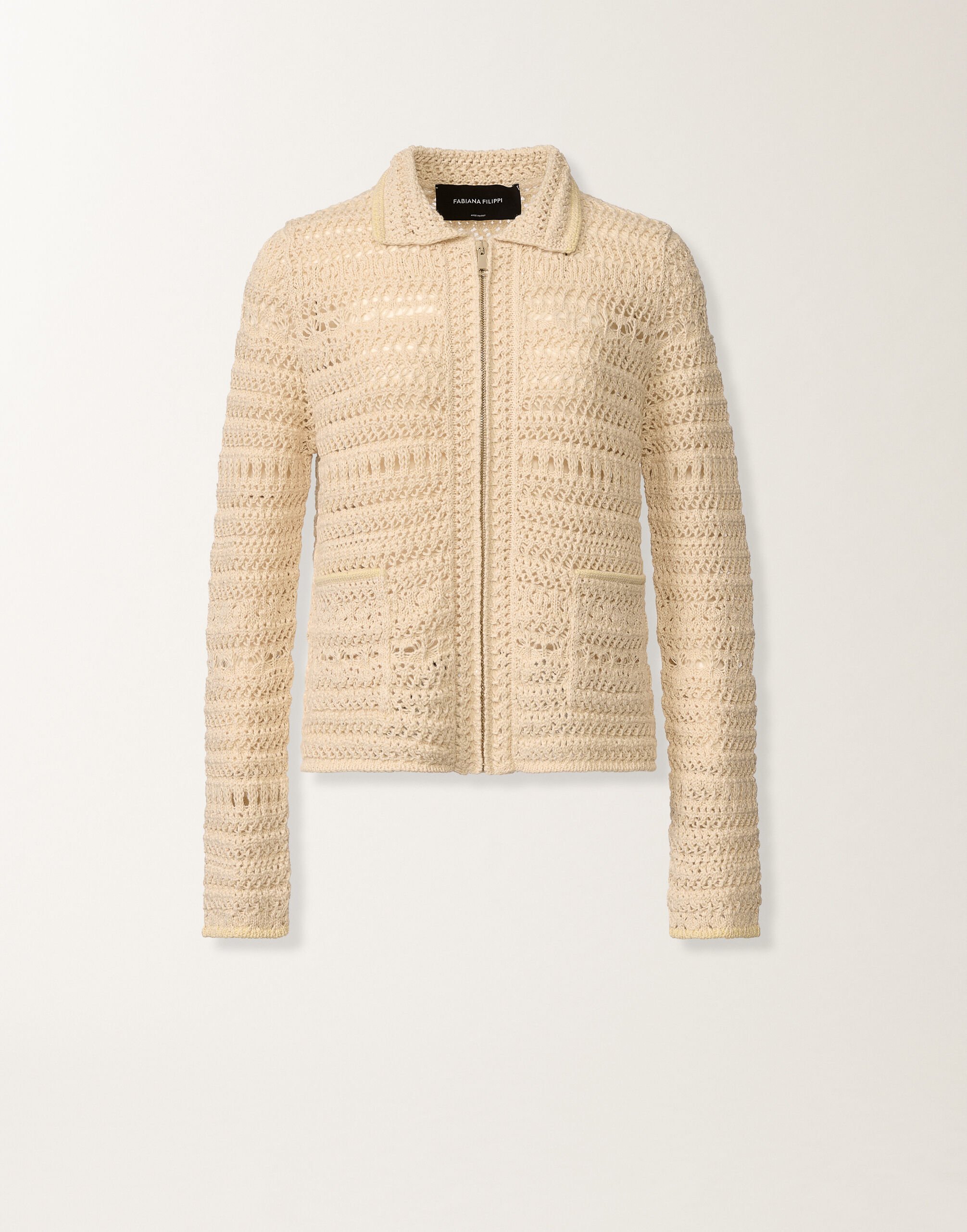 Fabiana Filippi Wool and cotton jacket with sequins, vanilla Vanilla GCD266F204L7350000