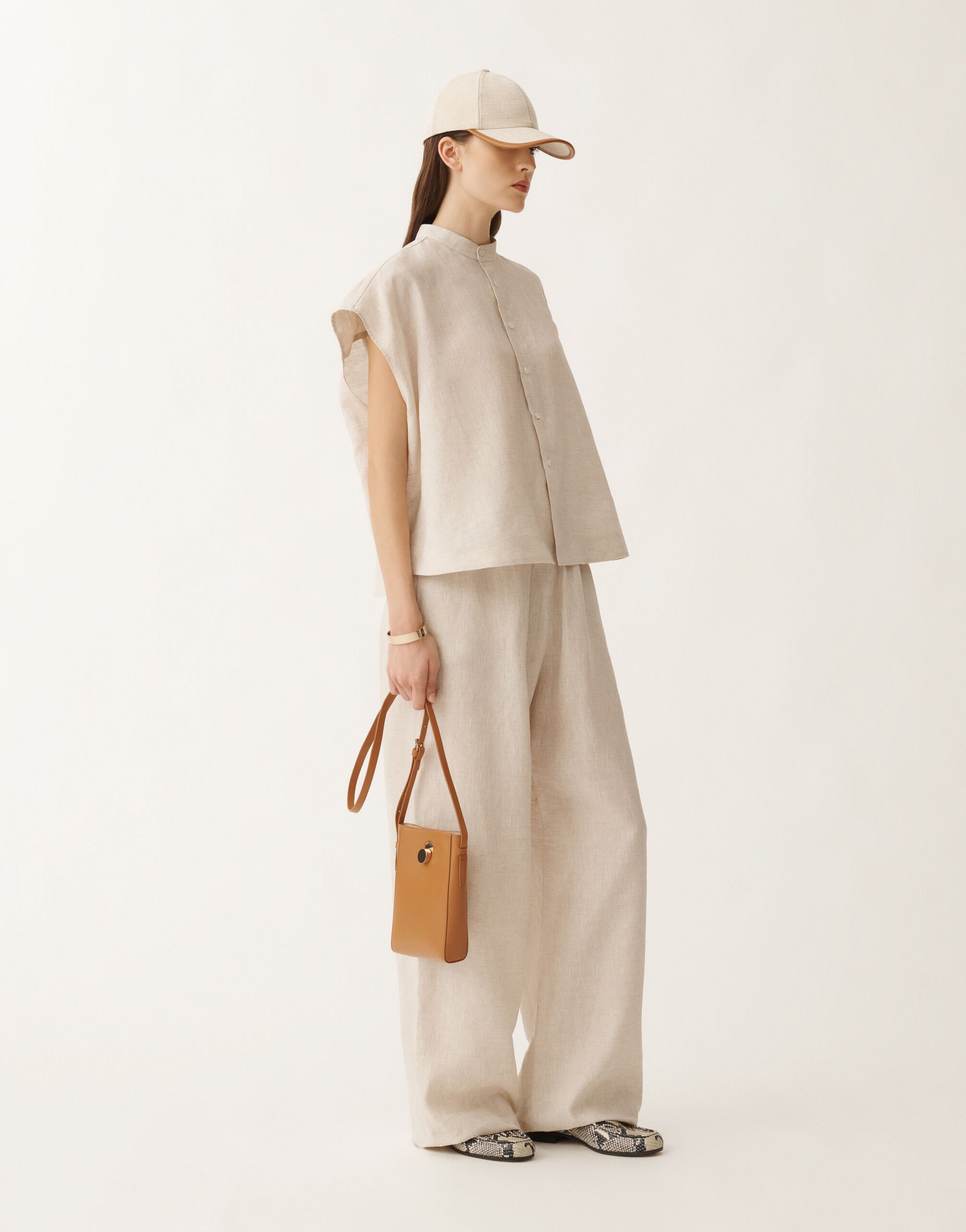 Fabiana Filippi Trevi linen canvas trousers, greige GREIGE PAD275F310D8350000