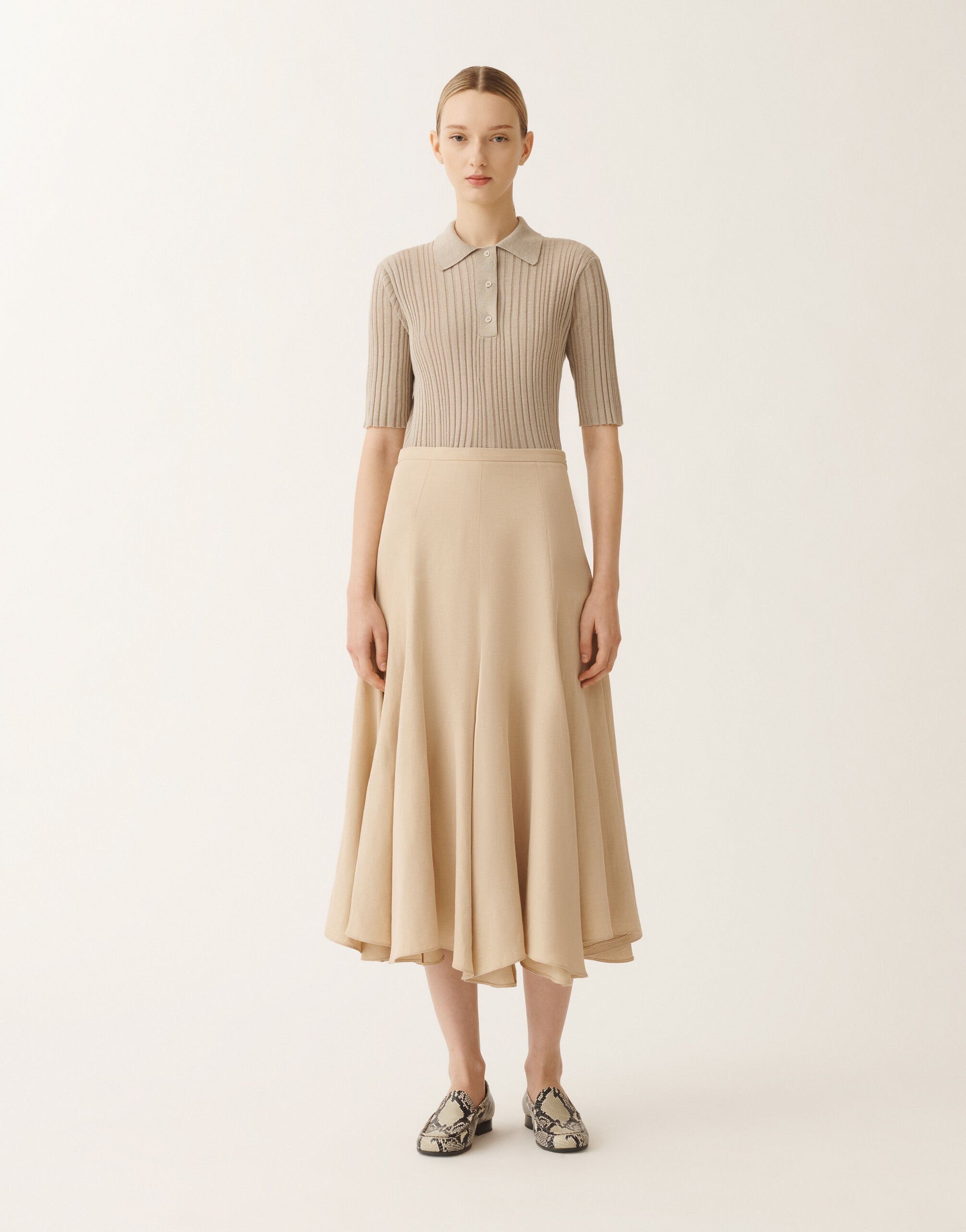 Fabiana Filippi Linen and viscose skirt, sand SAND GND275F840D5440000