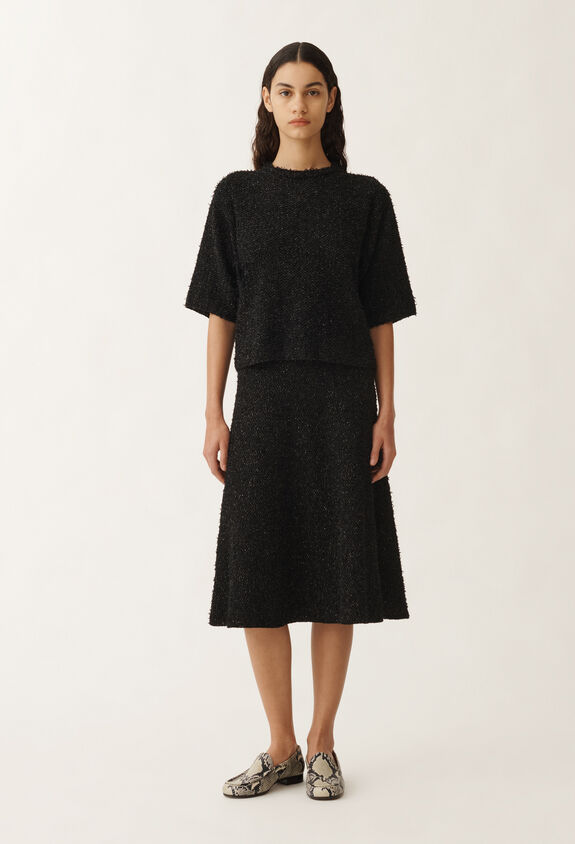 Fabiana Filippi Tweed-effect T-shirt, black BLACK MAD265F123L1670000