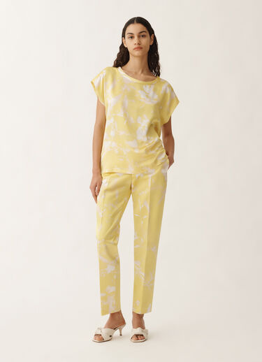 Fabiana Filippi Tilia-print silk top, cedar YELLOW TPD265F465D8270000