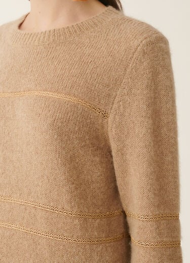 Platinum and mohair striped sweater, beech Fabiana Filippi Platinum and mohair striped sweater, beech Beech MAD226F438M4770000