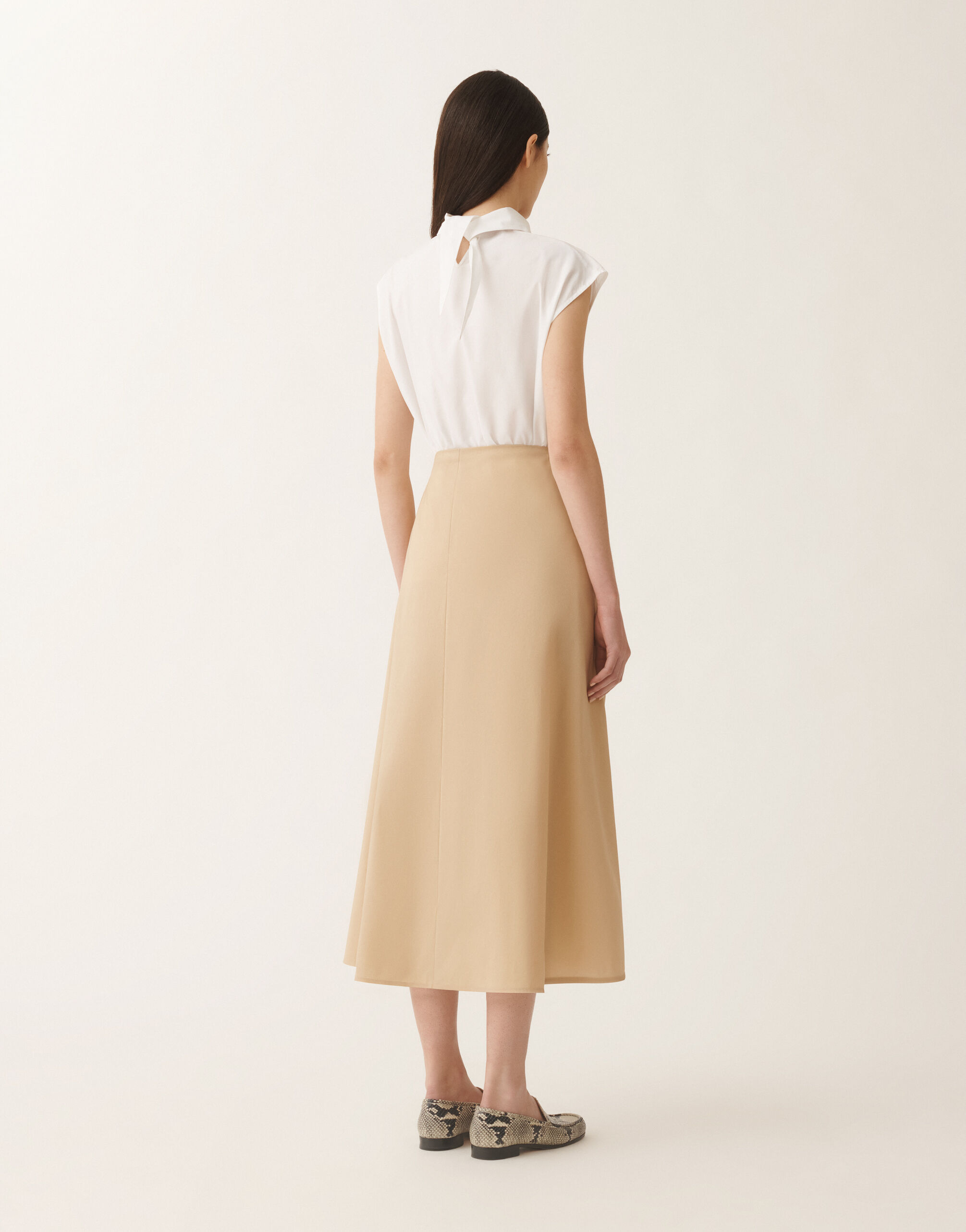 Technical poplin skirt, sand for Women | Fabiana Filippi®