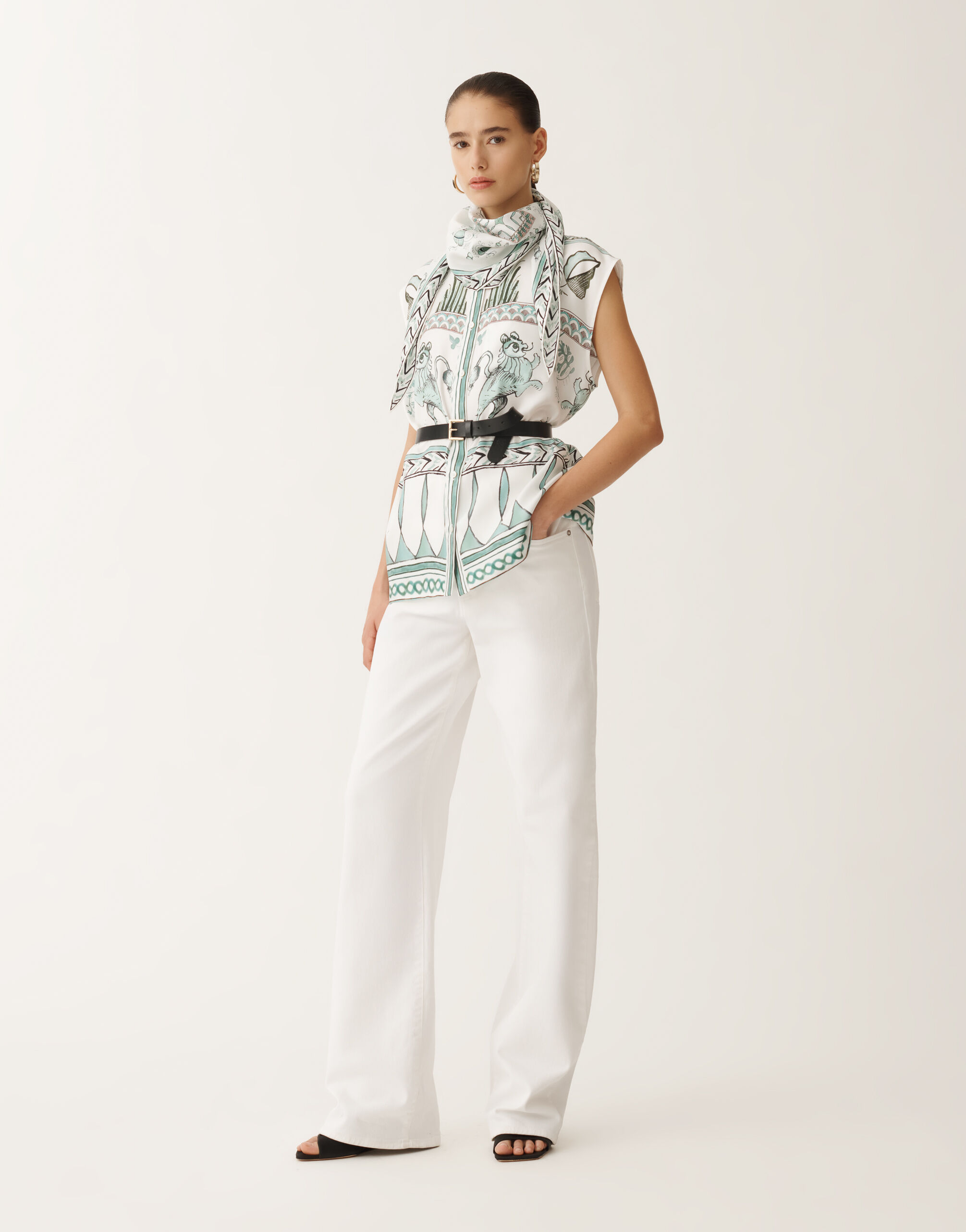 Fabiana Filippi 5-pocket denim trousers, optical white WHITE PAD275F357L3700000