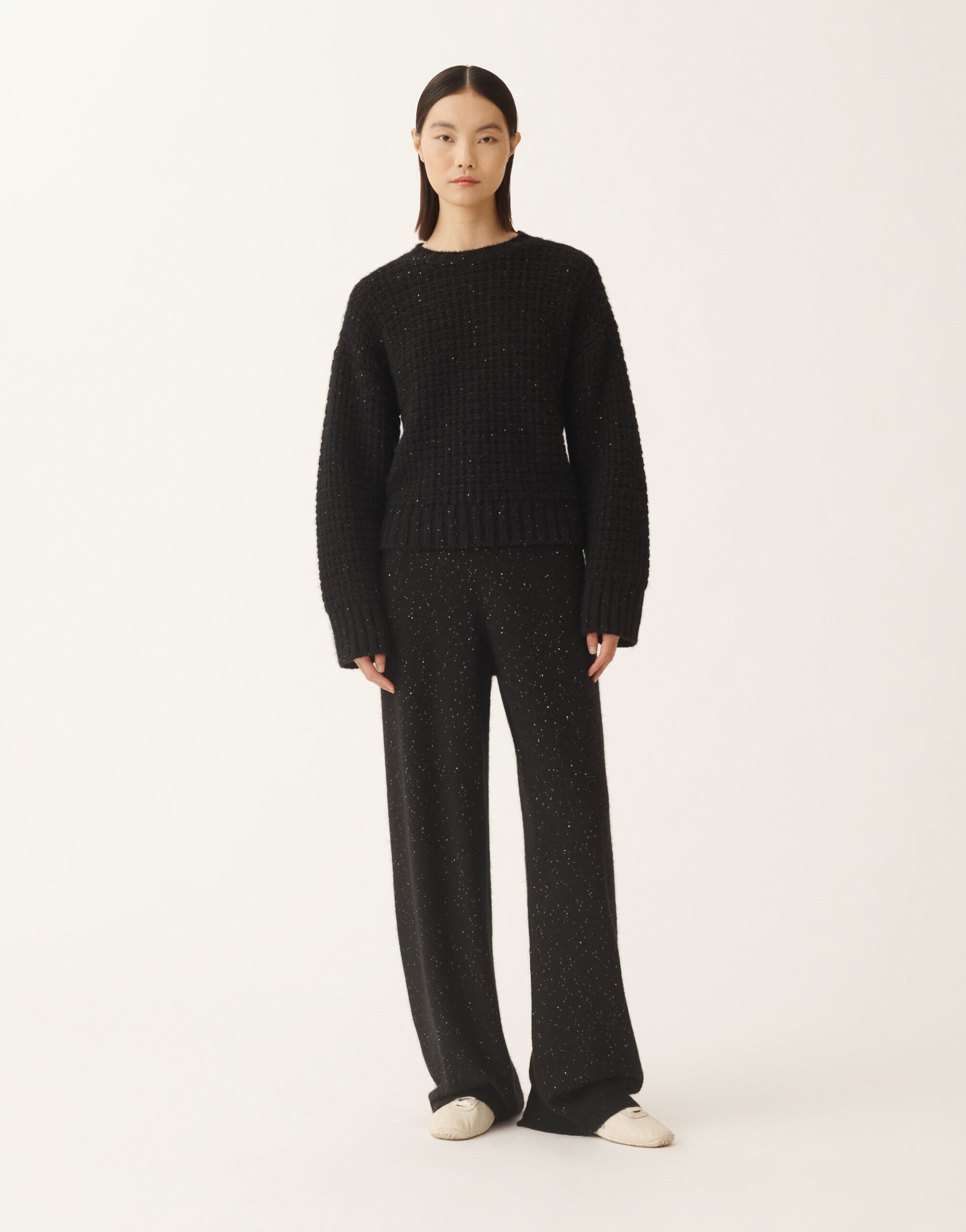 Fabiana Filippi Platinum sweater with sequins, black Black MAD225F104L6170000