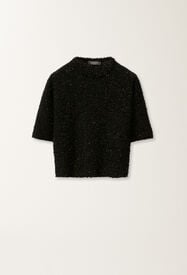 Fabiana Filippi T-Shirt mit Tweed-Effekt, schwarz SCHWARZ MAD265F123L1670000