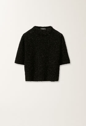 Fabiana Filippi Tweed-effect T-shirt, black BLACK ABD265F186L1770000