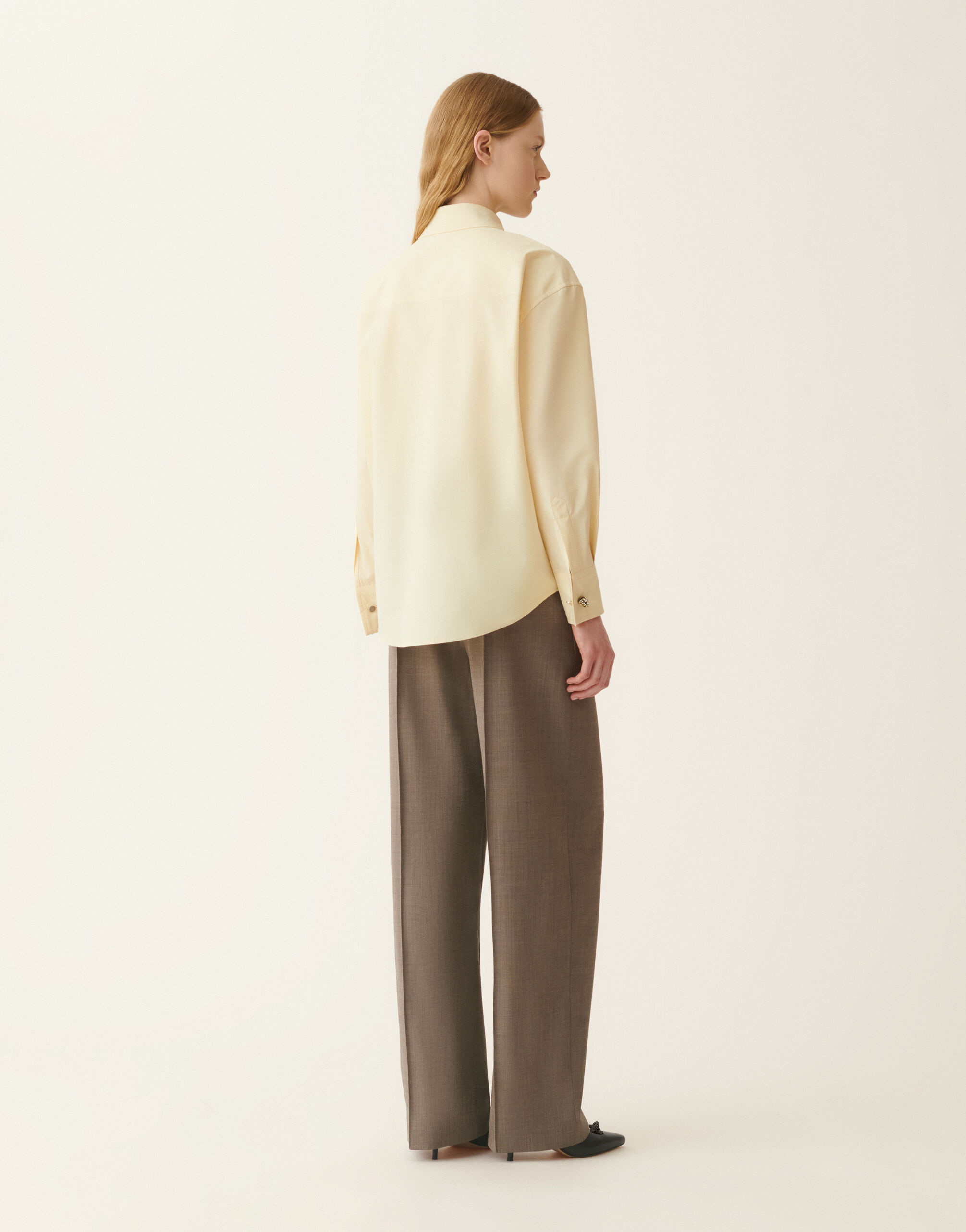 Long poplin shirt, vanilla yellow Fabiana Filippi Long poplin shirt, vanilla yellow Vanilla yellow CAD226F693D6500000