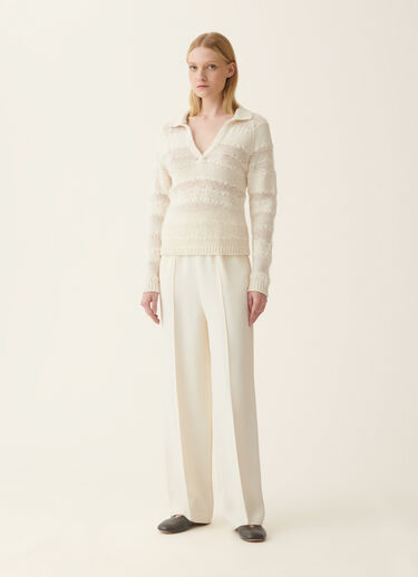 Platinum mohair and micro-sequin striped sweater, raffia Fabiana Filippi Platinum mohair and micro-sequin striped sweater, raffia Raffia MAD226F459M4510000