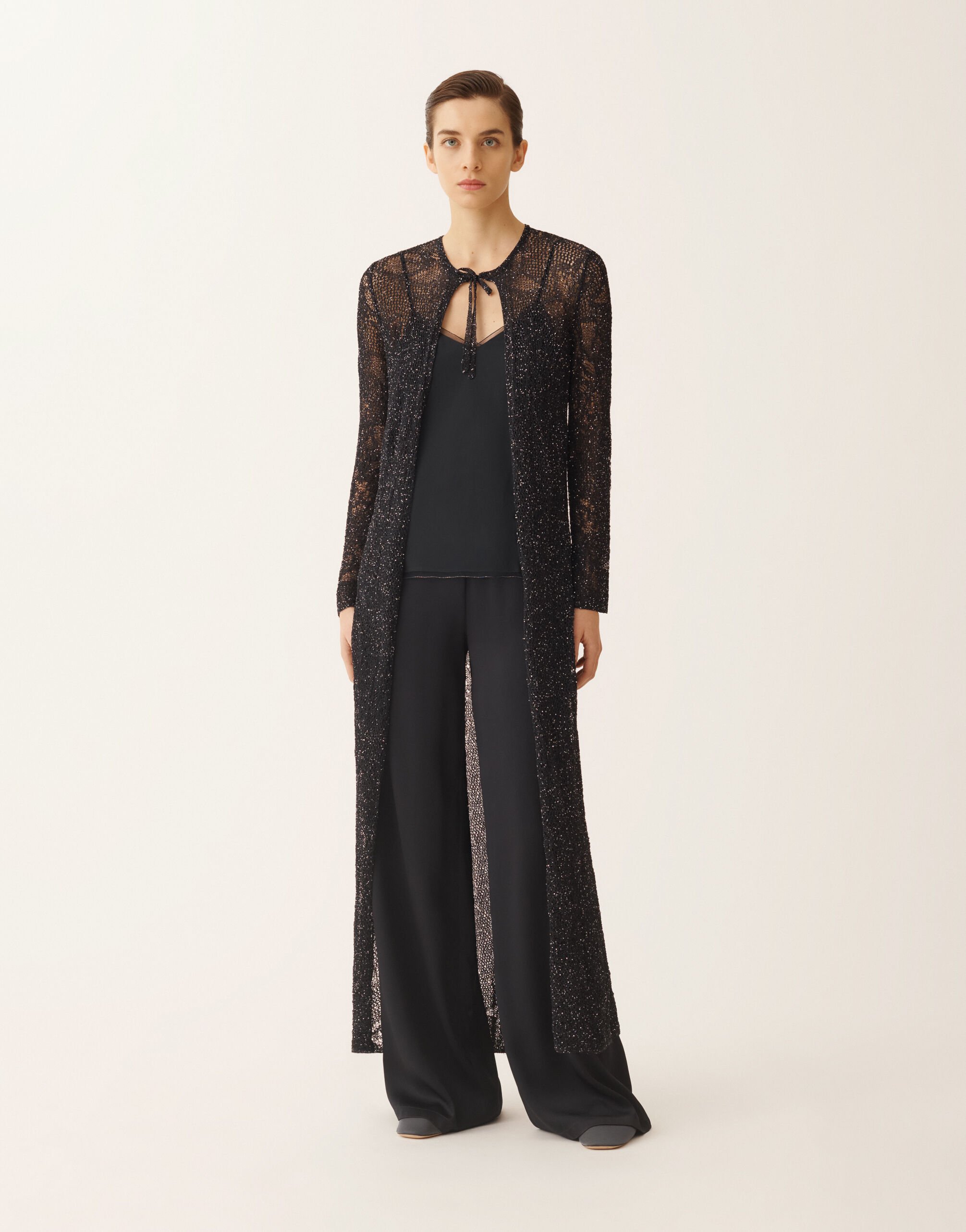 Fabiana Filippi Long cardigan en micro-paillettes bleu nuit BLEU NUIT MAD276F507D8640000