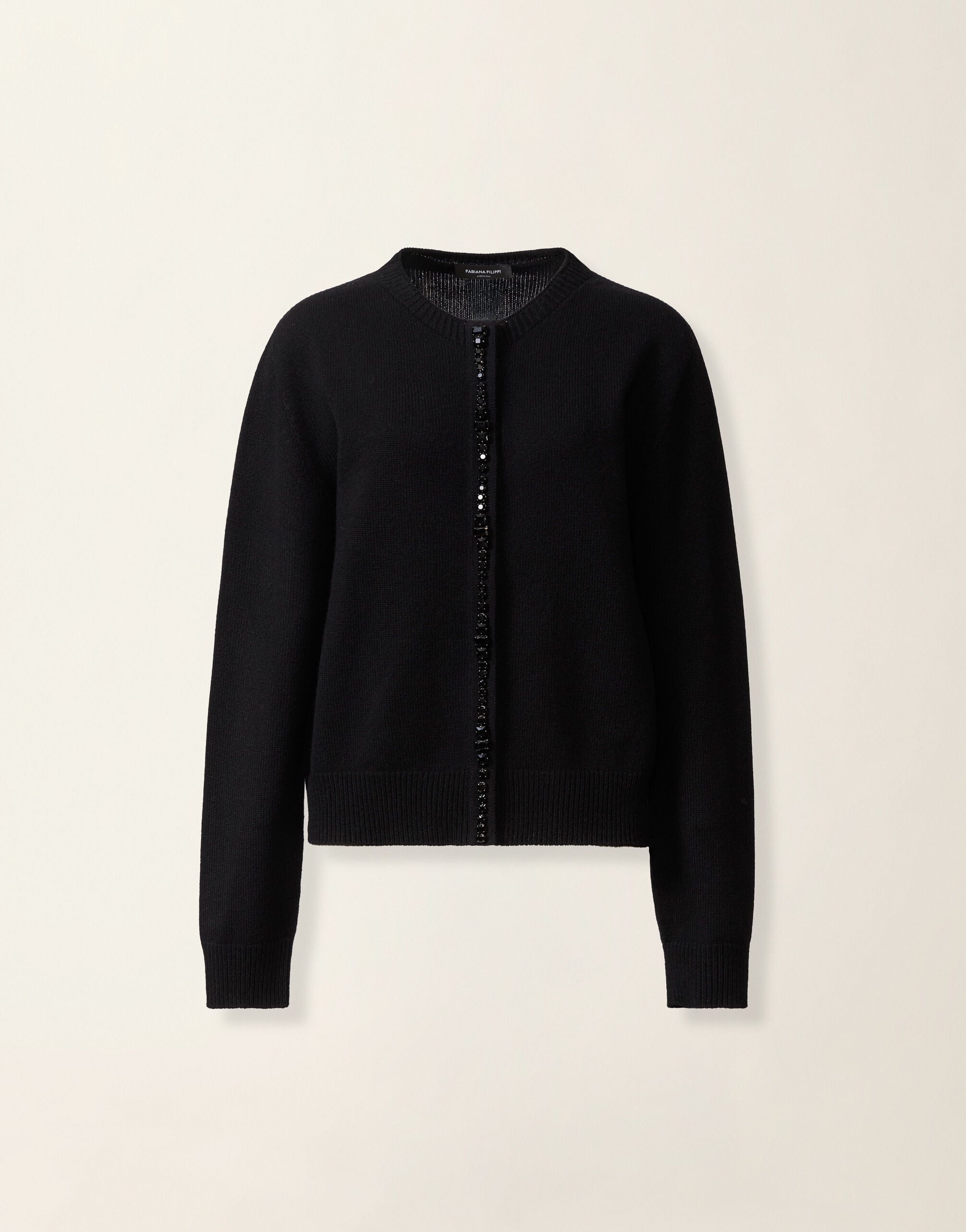 Fabiana Filippi Platinum cardigan with crystals, black Black MAD226F498M4800000