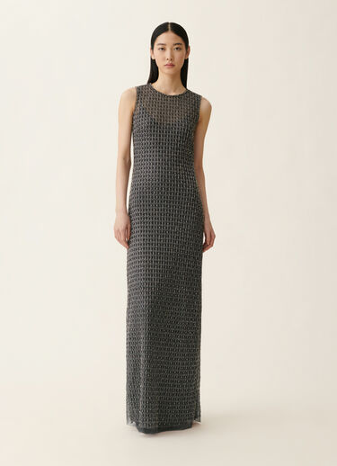 Moonlight embroidered slip dress, charcoal Fabiana Filippi Moonlight embroidered slip dress, charcoal Charcoal ABD226F598M4400000