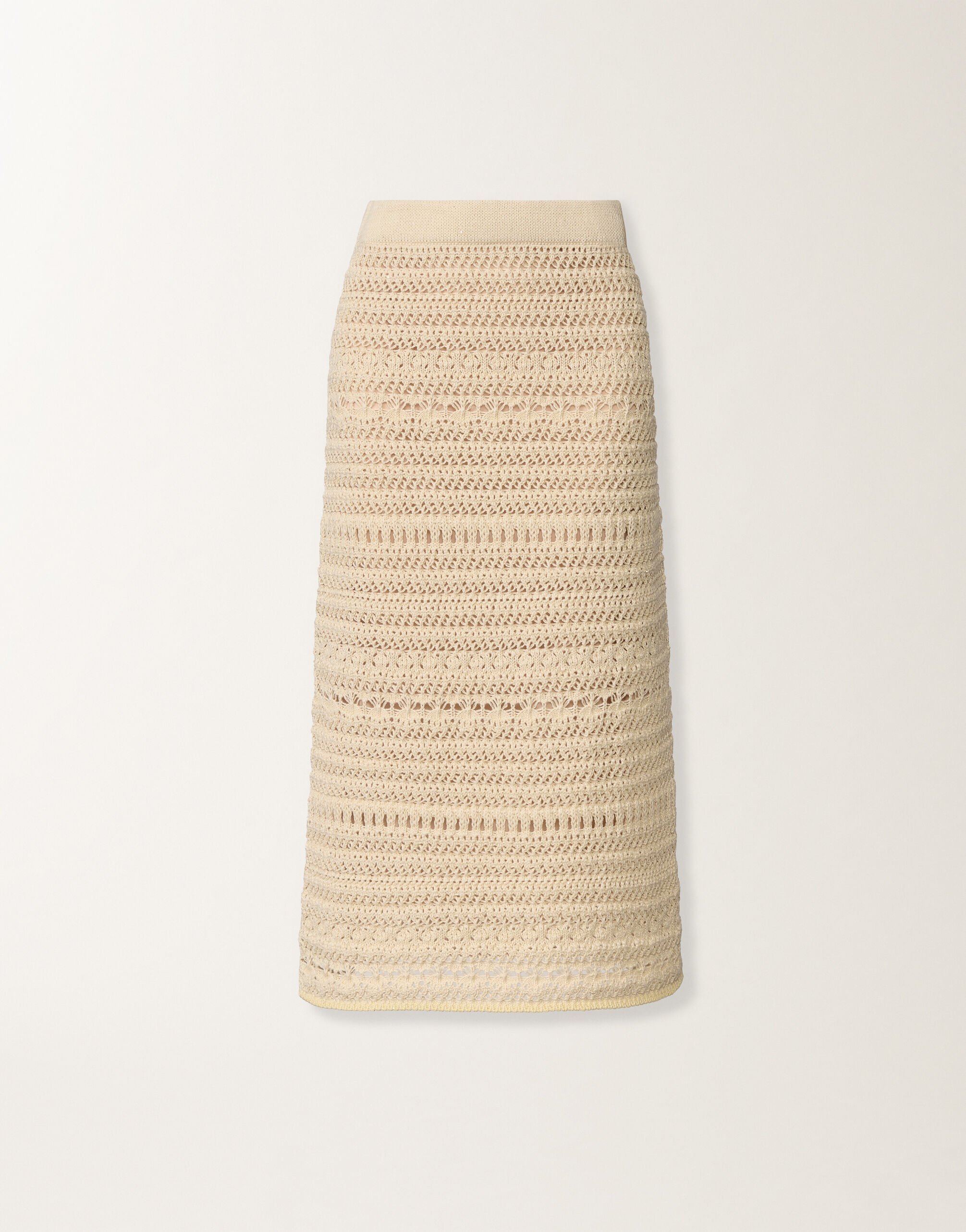 Fabiana Filippi Pencil skirt in wool and cotton with sequins, vanilla Vanilla GND266F383L7350000