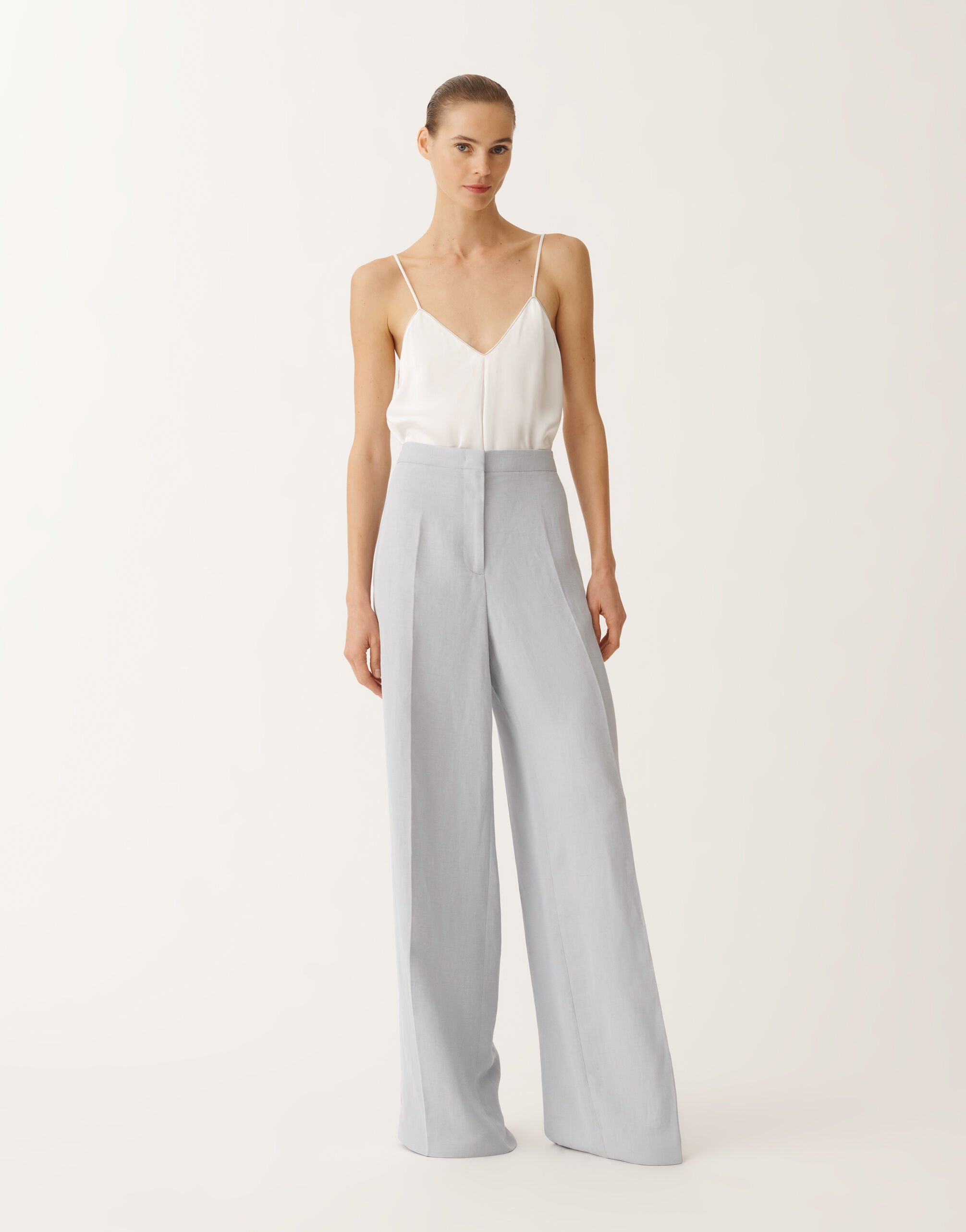 Fabiana Filippi Linen and viscose trousers, mauve LAVENDER PAD275F307D5440000
