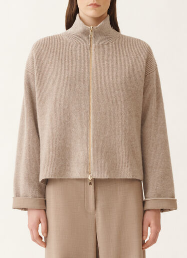 Fabiana Filippi Chaqueta reversible de mohair platino en lana ligera, cacao y arce Blanco GCD225F641L6800000
