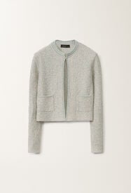 Fabiana Filippi Lurex knit tweed cardigan, vanilla and aqua green VANILLA/AQUAGREEN MAD275F584L3660000
