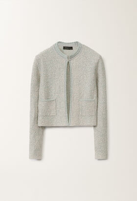Fabiana Filippi Cardigan in Tweed aus Lurex-Strick, vanille und wassergrün VANILLE/LAVENDEL MAD275F584L3660000