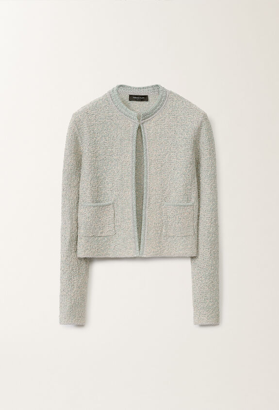 Fabiana Filippi Lurex knit tweed cardigan, vanilla and aqua green VANILLA/AQUAGREEN MAD275F584L3660000