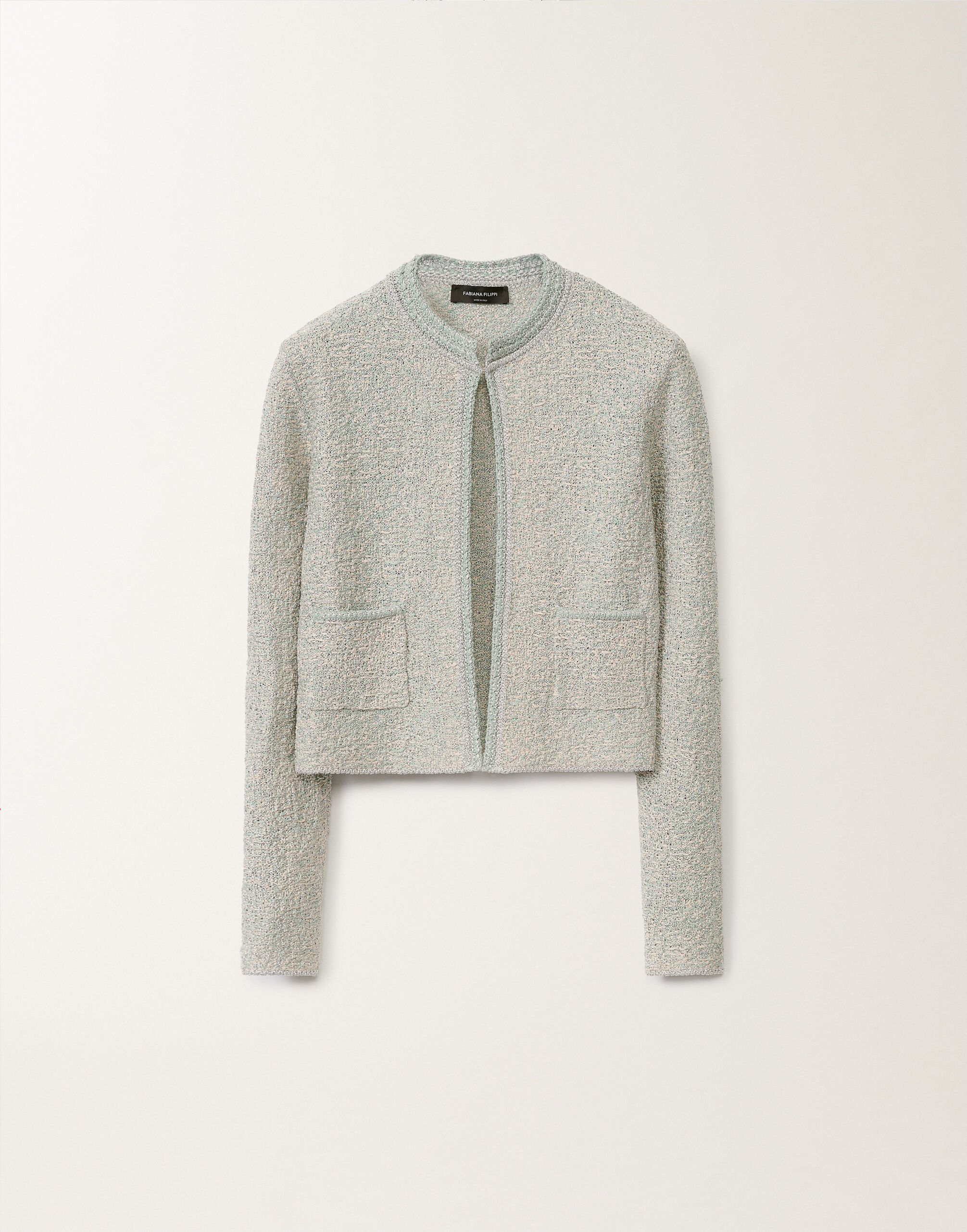 Fabiana Filippi Lurex knit tweed cardigan, vanilla and aqua green VANILLA/AQUAGREEN MAD275F584L3660000