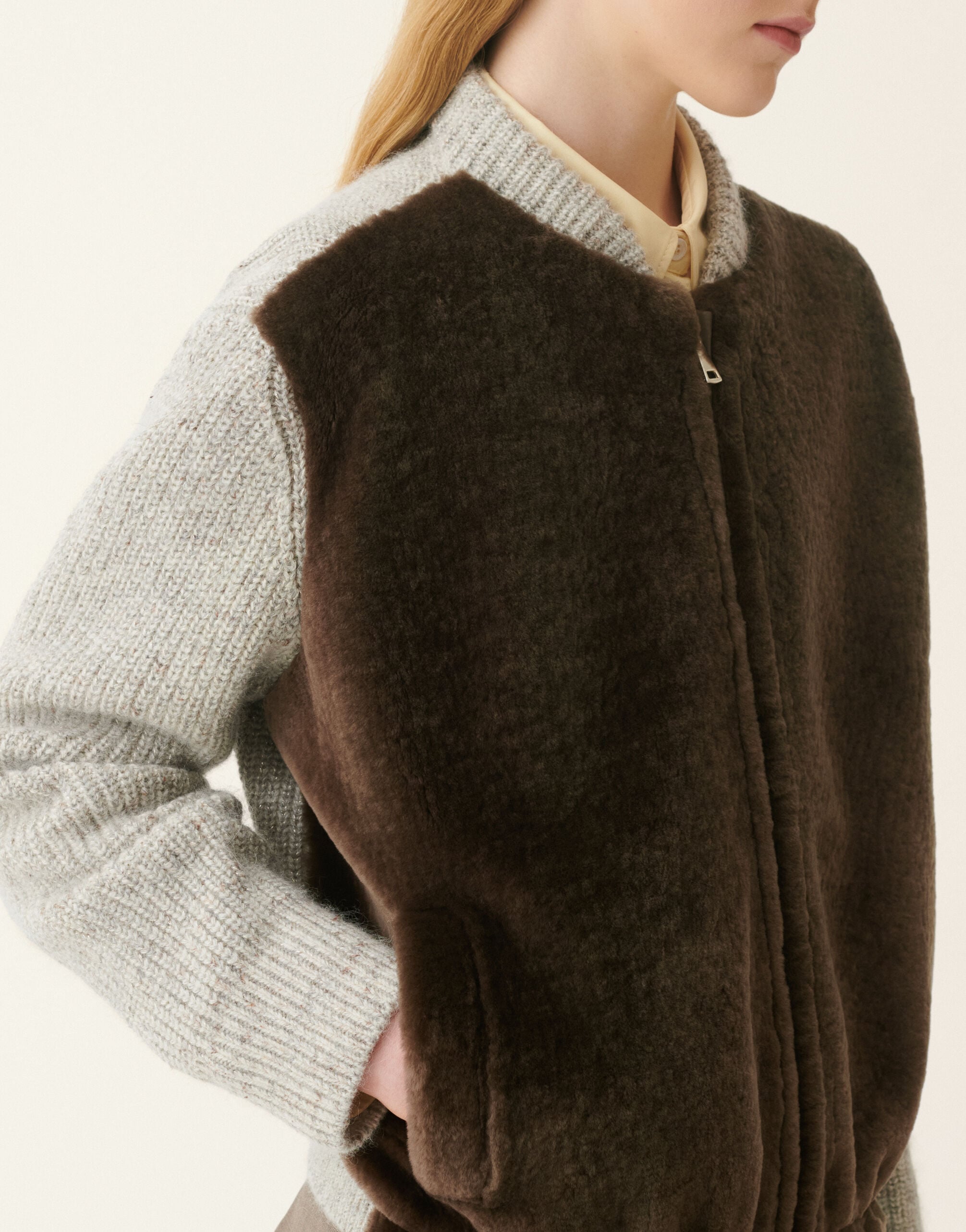 Fabiana Filippi Merino shearling bomber jacket, falcon Falcon PLD226F673M4960000