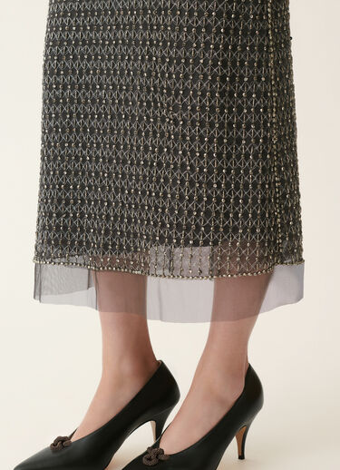 Moonlight embroidered tulle midi pencil skirt, charcoal Fabiana Filippi Moonlight embroidered tulle midi pencil skirt, charcoal Charcoal GND226F795M4400000