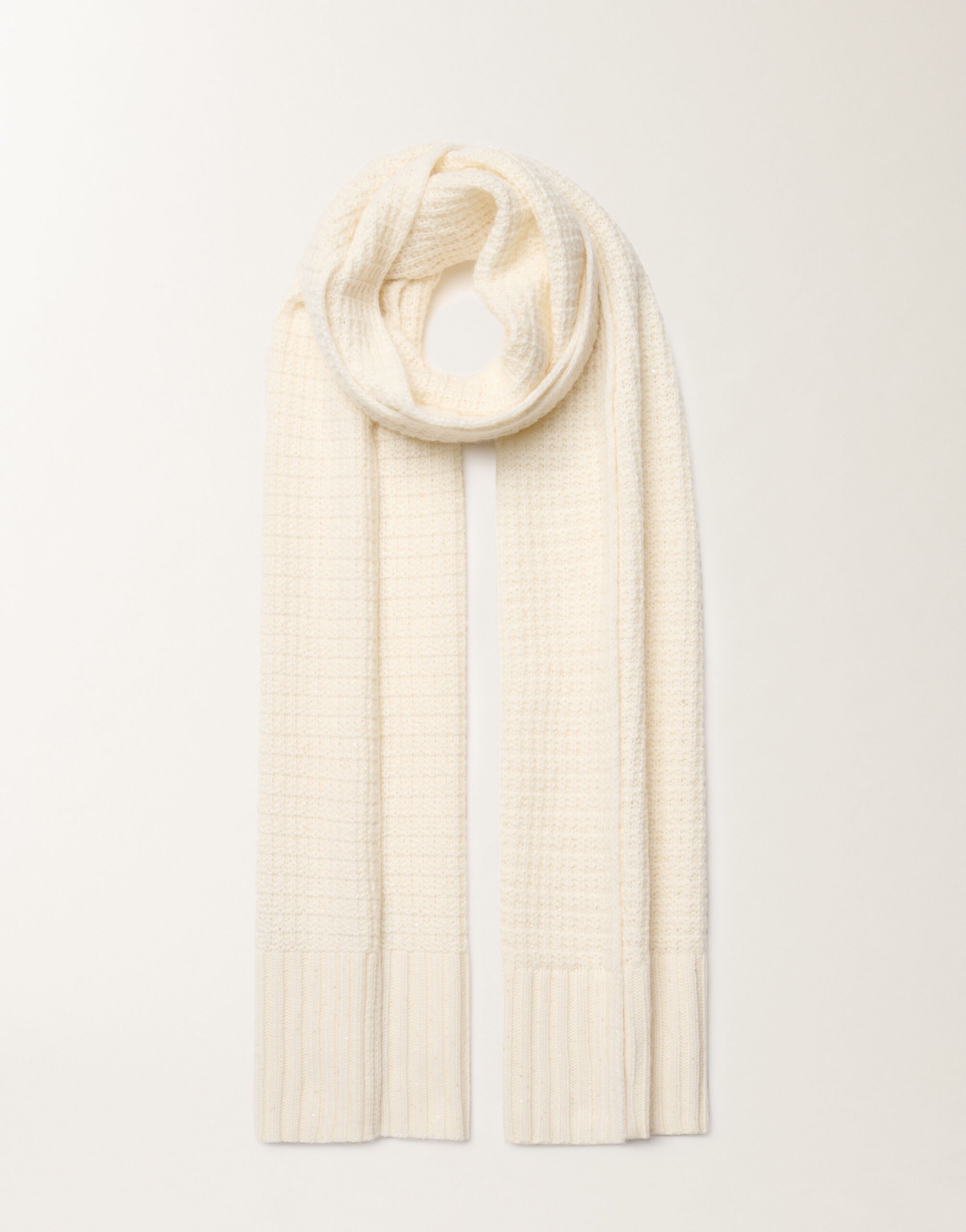 Fabiana Filippi Sciarpa in lana e seta con paillettes, bianco Bianco SAD225A953L6170000