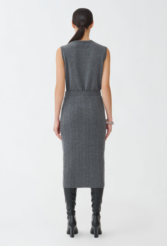 Fabiana Filippi BUBBLE STITCH PLATINUM KNIT SKIRT GREY GND224F856N1280000