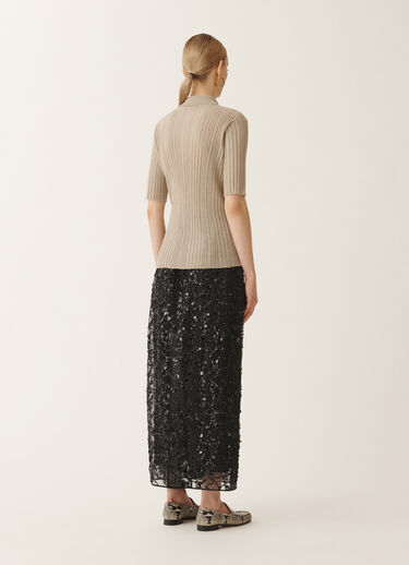 Fabiana Filippi Linen ribbed polo, greige GREIGE MAD275F507D8560000