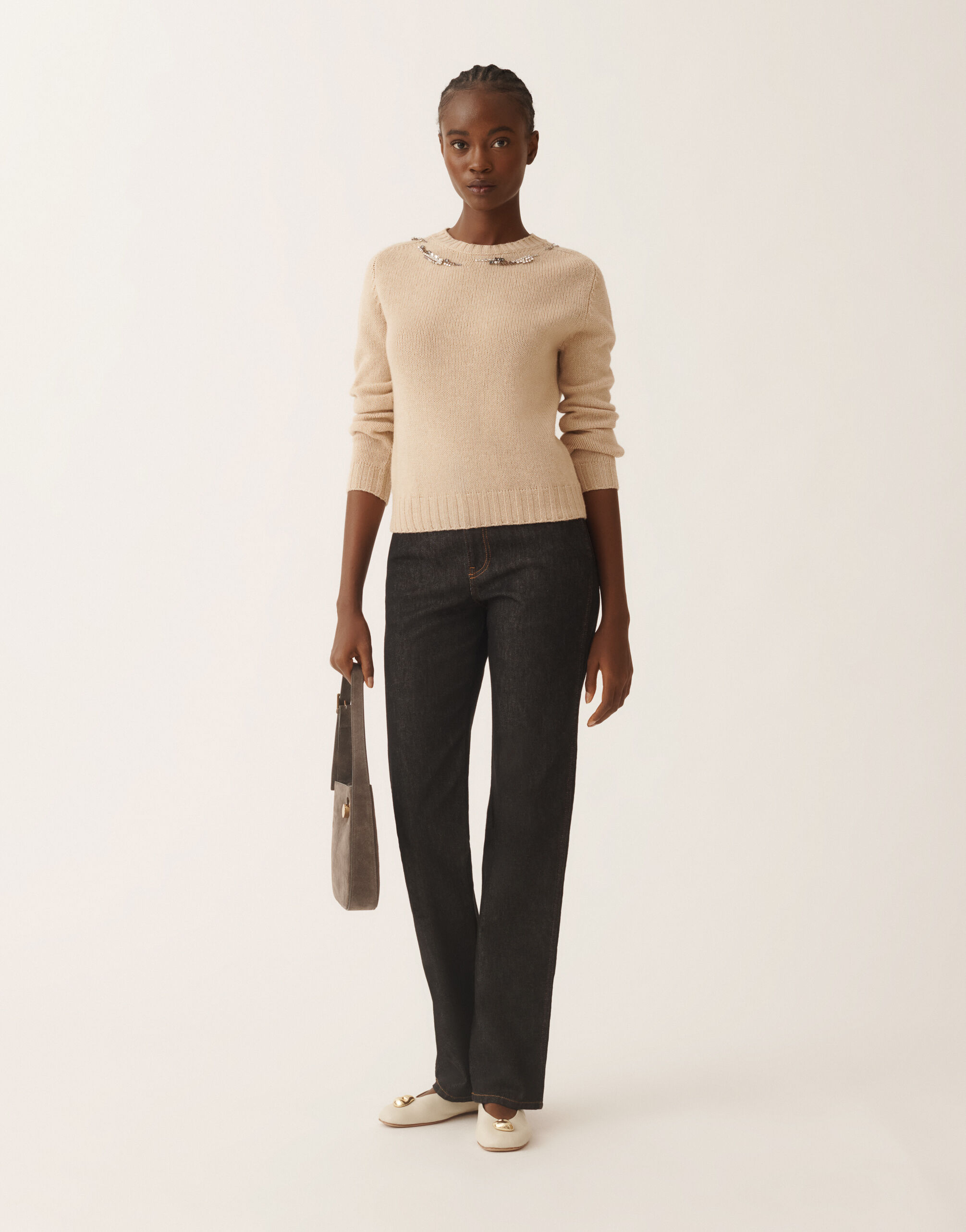 Fabiana Filippi Platinpullover mit Stickerei, Kordel Beige MAD225F584L6590000