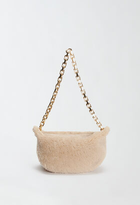 Fabiana Filippi Shearling eyelet bag, honey and brown BLACK ASD224A981L1210000